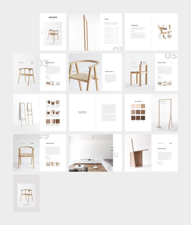 木质家具产品宣传册设计Indesign画册模板 DECASO Interior & Furniture Catalog插图(6)